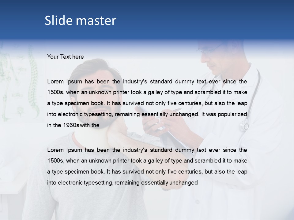 A Man With A Neck Brace Being Examined By A Doctor PowerPoint Template