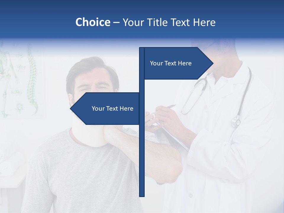 A Man With A Neck Brace Being Examined By A Doctor PowerPoint Template