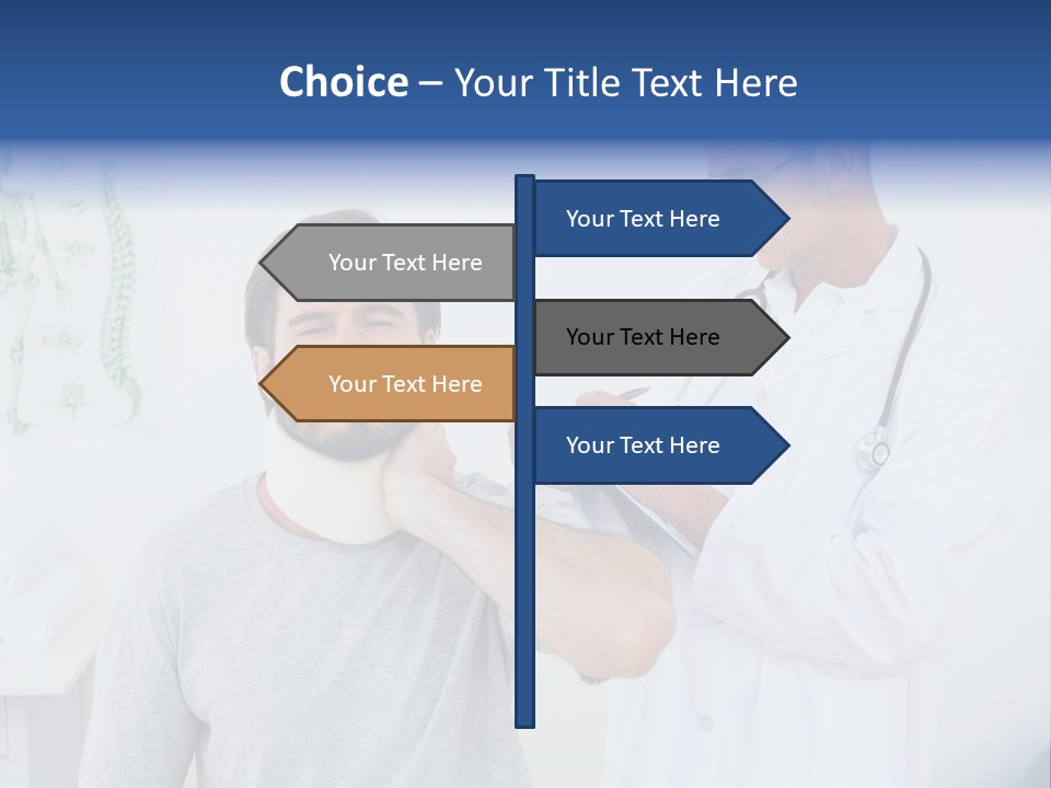 A Man With A Neck Brace Being Examined By A Doctor PowerPoint Template