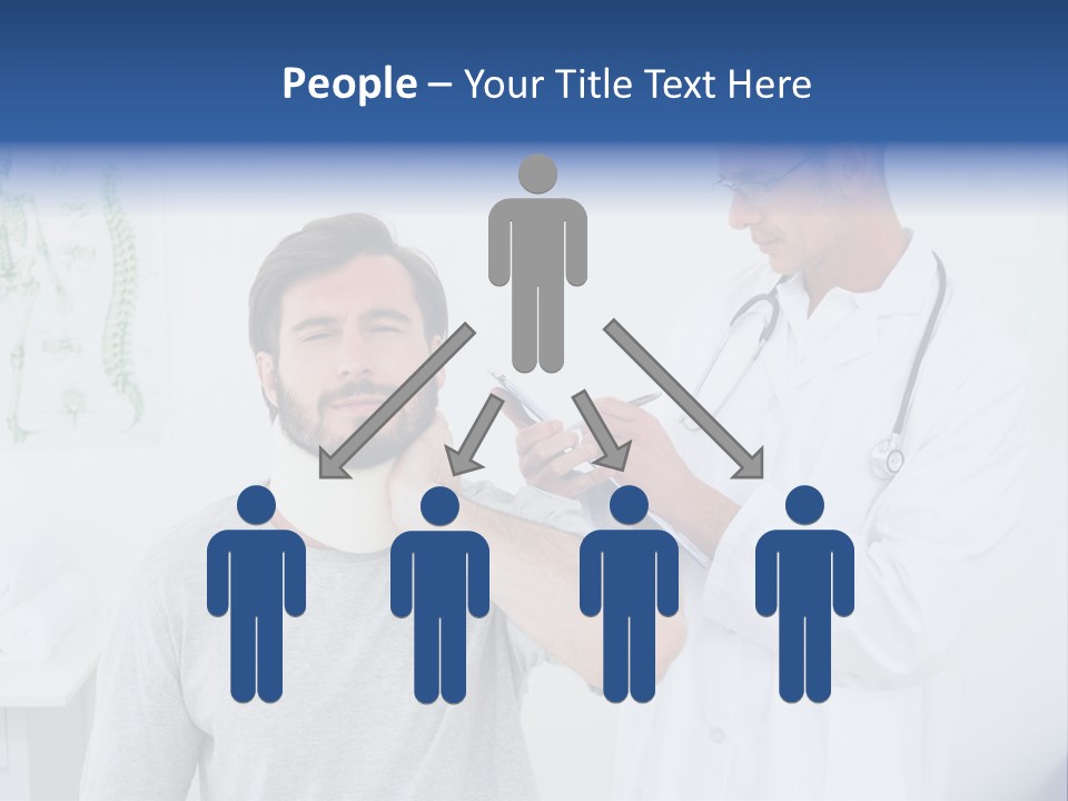 A Man With A Neck Brace Being Examined By A Doctor PowerPoint Template