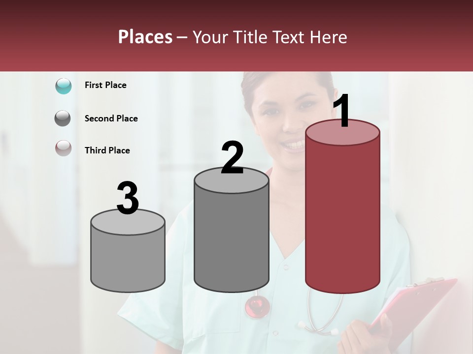 A Woman In Scrubs Is Holding A Clipboard PowerPoint Template