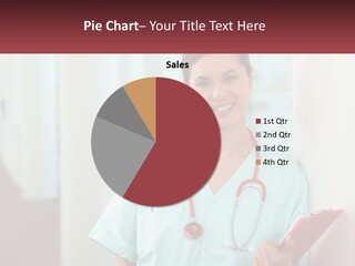 A Woman In Scrubs Is Holding A Clipboard PowerPoint Template