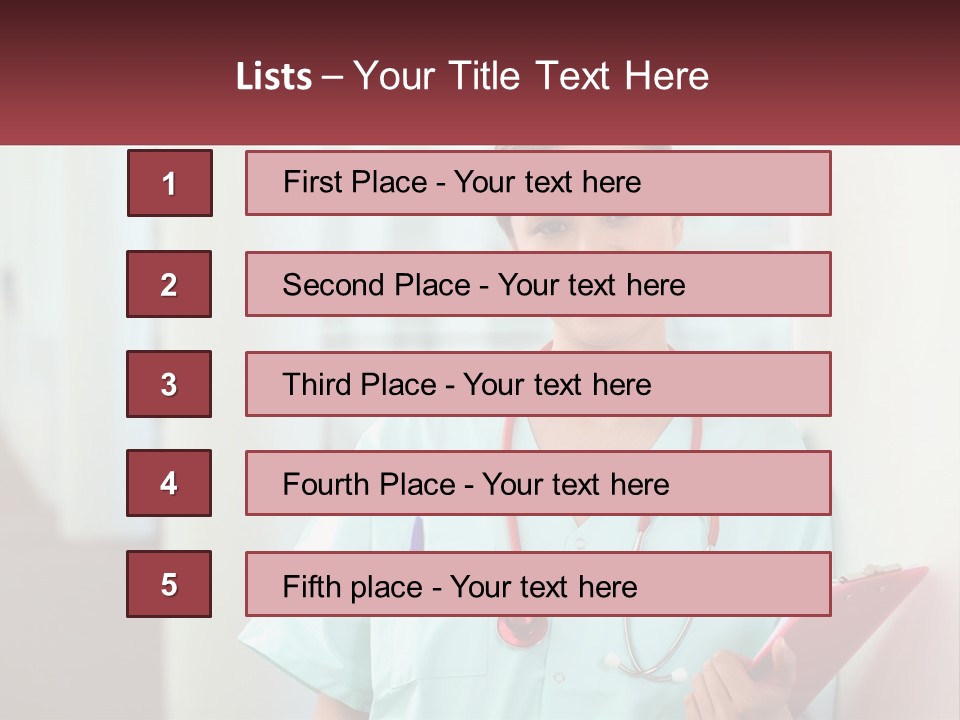 A Woman In Scrubs Is Holding A Clipboard PowerPoint Template