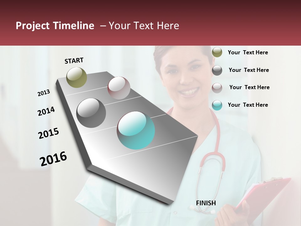 A Woman In Scrubs Is Holding A Clipboard PowerPoint Template