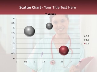 A Woman In Scrubs Is Holding A Clipboard PowerPoint Template