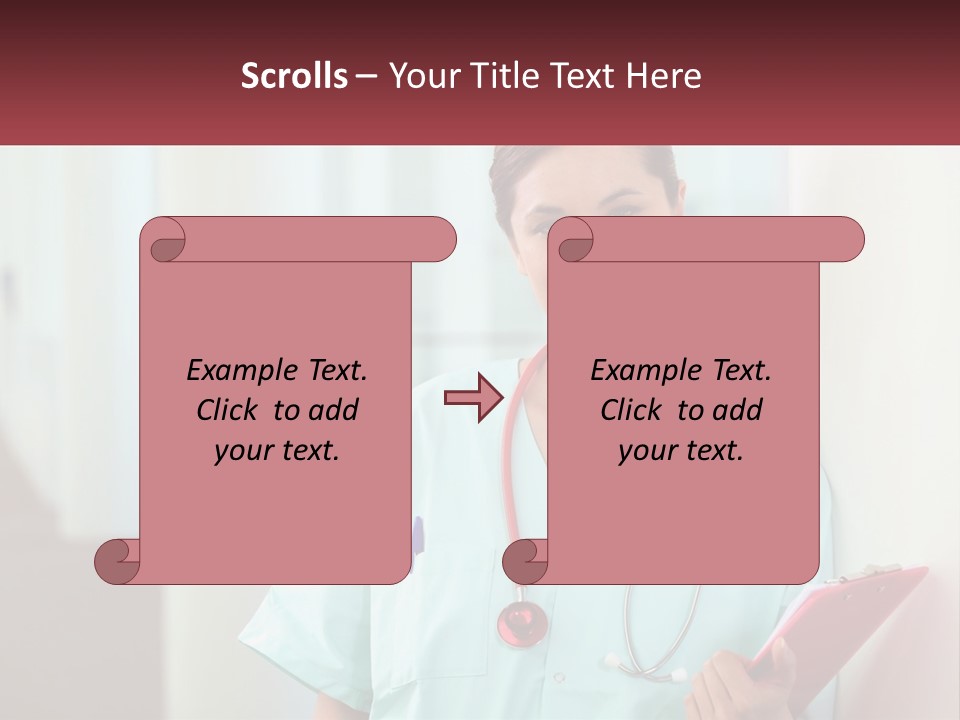 A Woman In Scrubs Is Holding A Clipboard PowerPoint Template