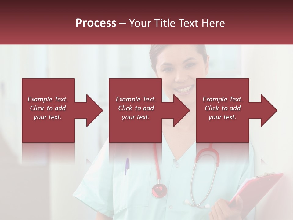 A Woman In Scrubs Is Holding A Clipboard PowerPoint Template