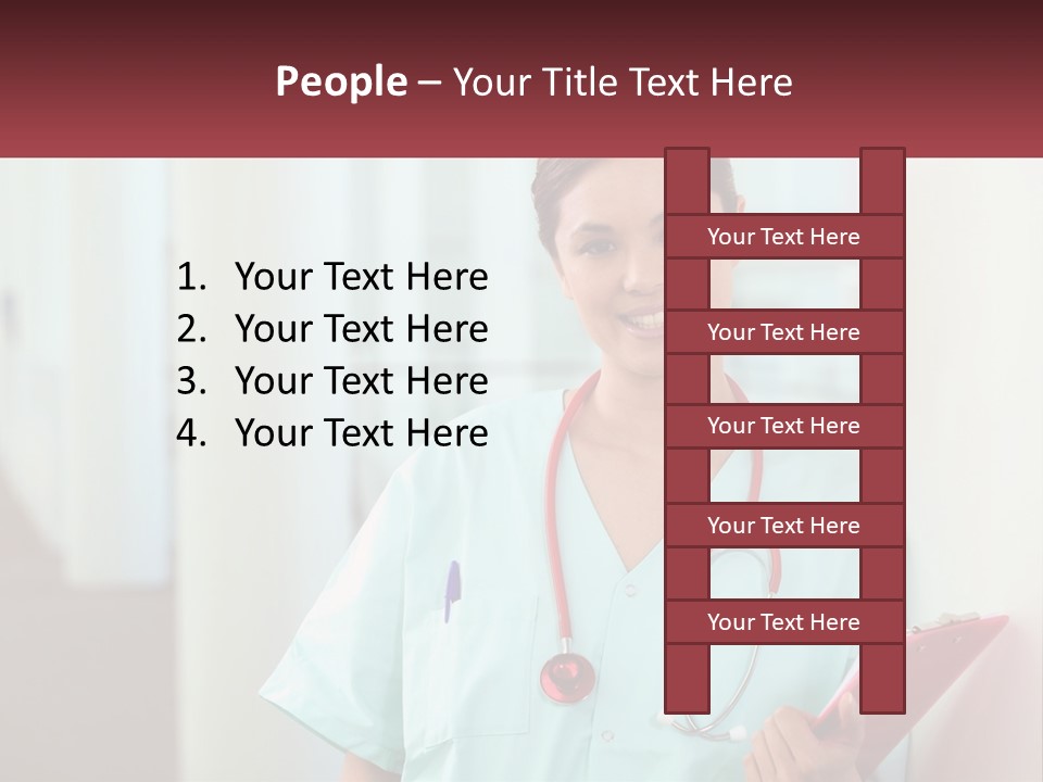 A Woman In Scrubs Is Holding A Clipboard PowerPoint Template