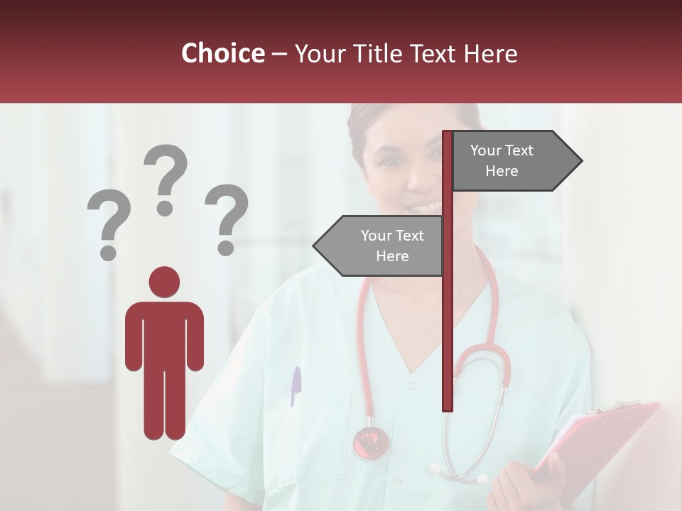A Woman In Scrubs Is Holding A Clipboard PowerPoint Template