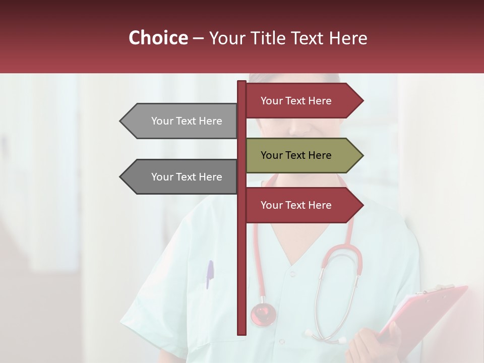 A Woman In Scrubs Is Holding A Clipboard PowerPoint Template