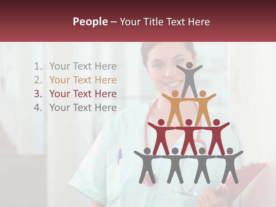 A Woman In Scrubs Is Holding A Clipboard PowerPoint Template