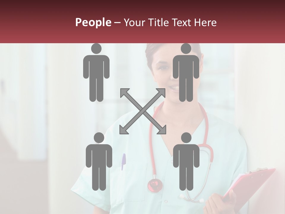A Woman In Scrubs Is Holding A Clipboard PowerPoint Template