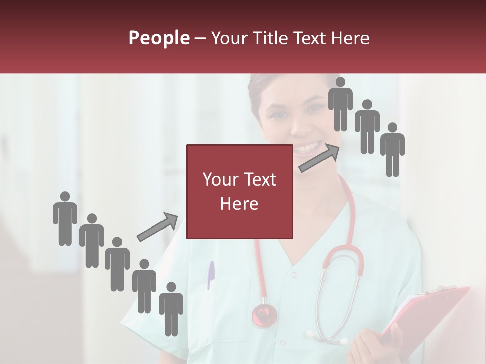 A Woman In Scrubs Is Holding A Clipboard PowerPoint Template