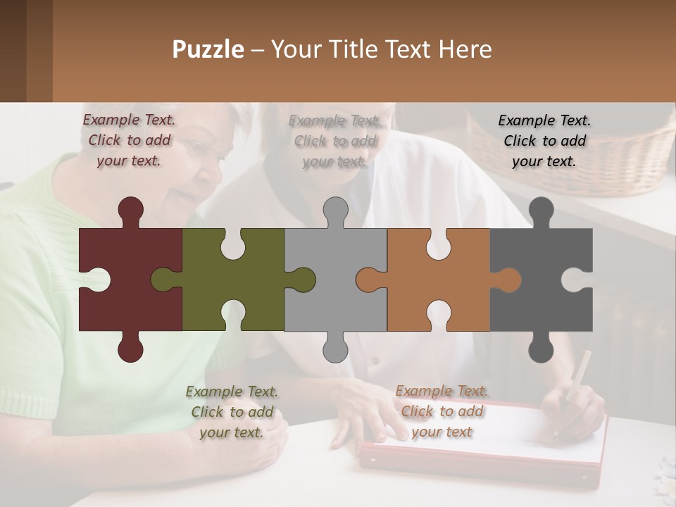 A Woman Sitting Next To A Woman Who Is Writing PowerPoint Template