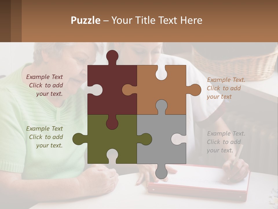 A Woman Sitting Next To A Woman Who Is Writing PowerPoint Template