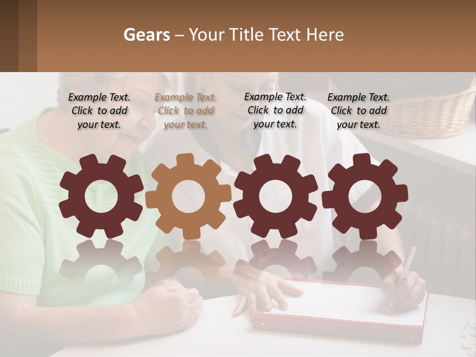 A Woman Sitting Next To A Woman Who Is Writing PowerPoint Template