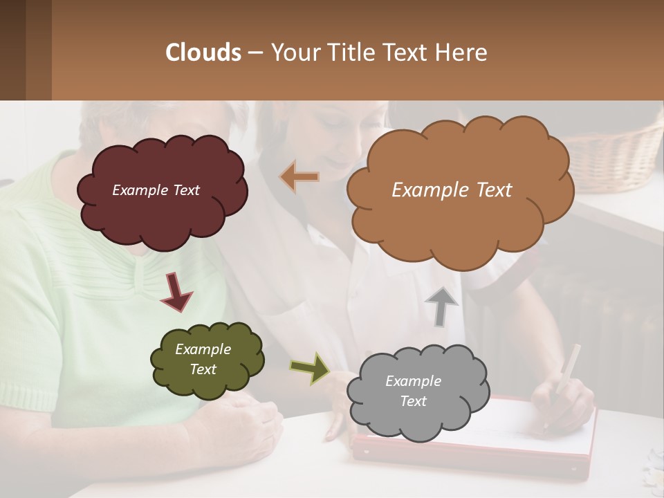 A Woman Sitting Next To A Woman Who Is Writing PowerPoint Template
