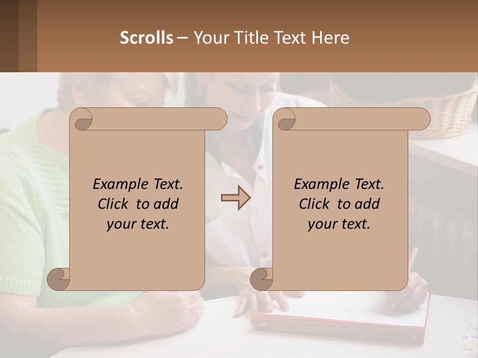 A Woman Sitting Next To A Woman Who Is Writing PowerPoint Template