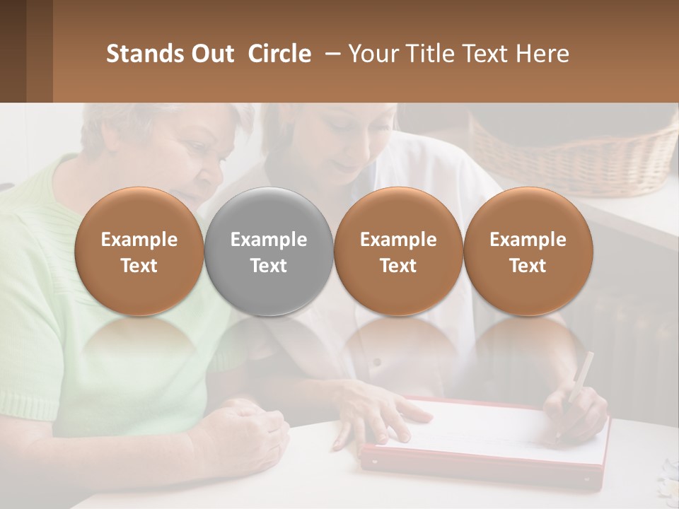 A Woman Sitting Next To A Woman Who Is Writing PowerPoint Template