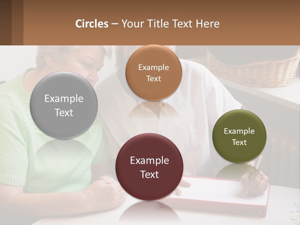 A Woman Sitting Next To A Woman Who Is Writing PowerPoint Template