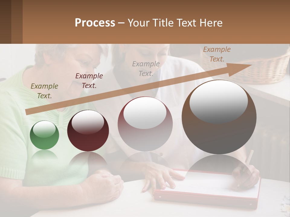 A Woman Sitting Next To A Woman Who Is Writing PowerPoint Template