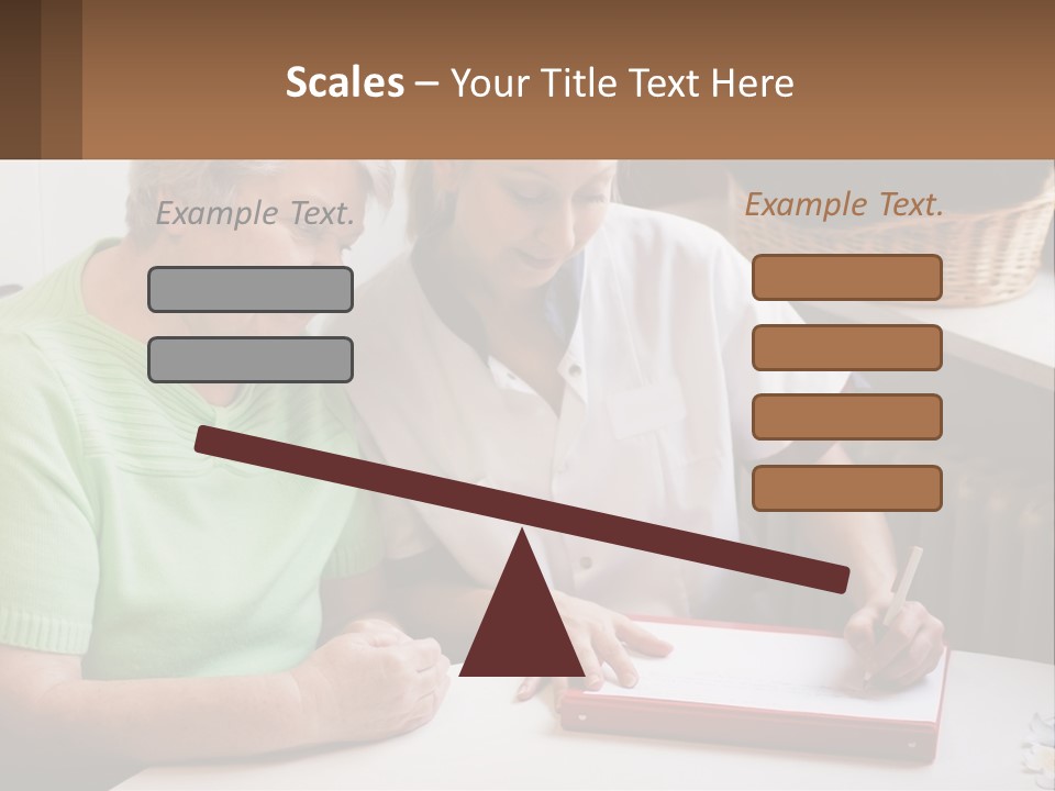 A Woman Sitting Next To A Woman Who Is Writing PowerPoint Template
