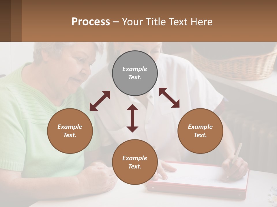 A Woman Sitting Next To A Woman Who Is Writing PowerPoint Template