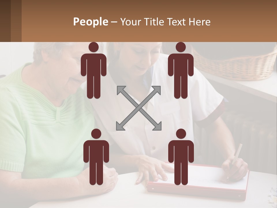 A Woman Sitting Next To A Woman Who Is Writing PowerPoint Template