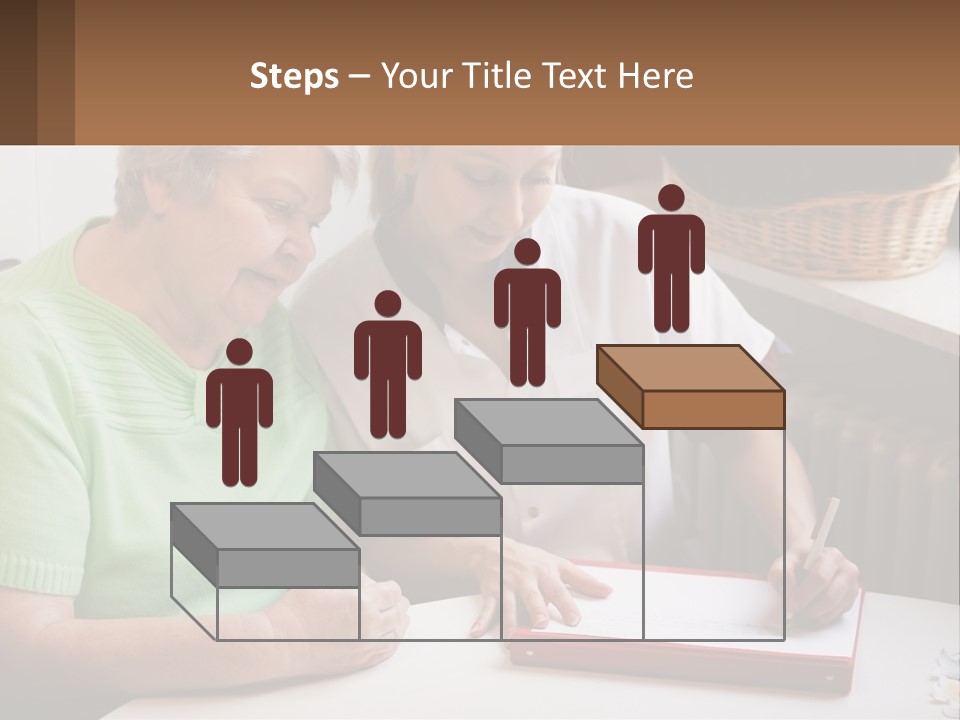 A Woman Sitting Next To A Woman Who Is Writing PowerPoint Template