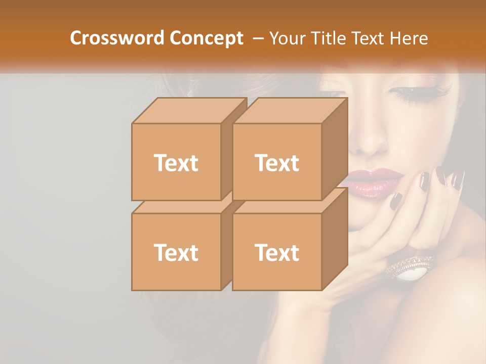 A Beautiful Woman With Long Hair And Red Lipstick PowerPoint Template