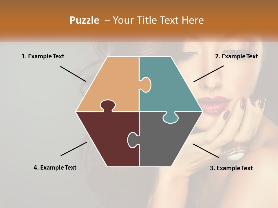 A Beautiful Woman With Long Hair And Red Lipstick PowerPoint Template