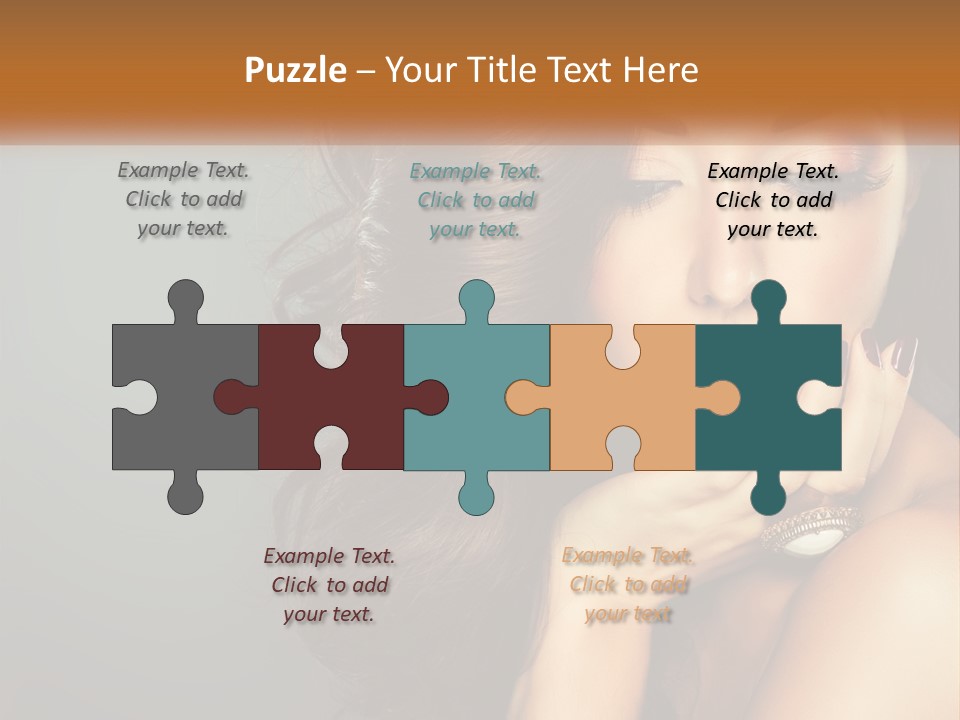 A Beautiful Woman With Long Hair And Red Lipstick PowerPoint Template