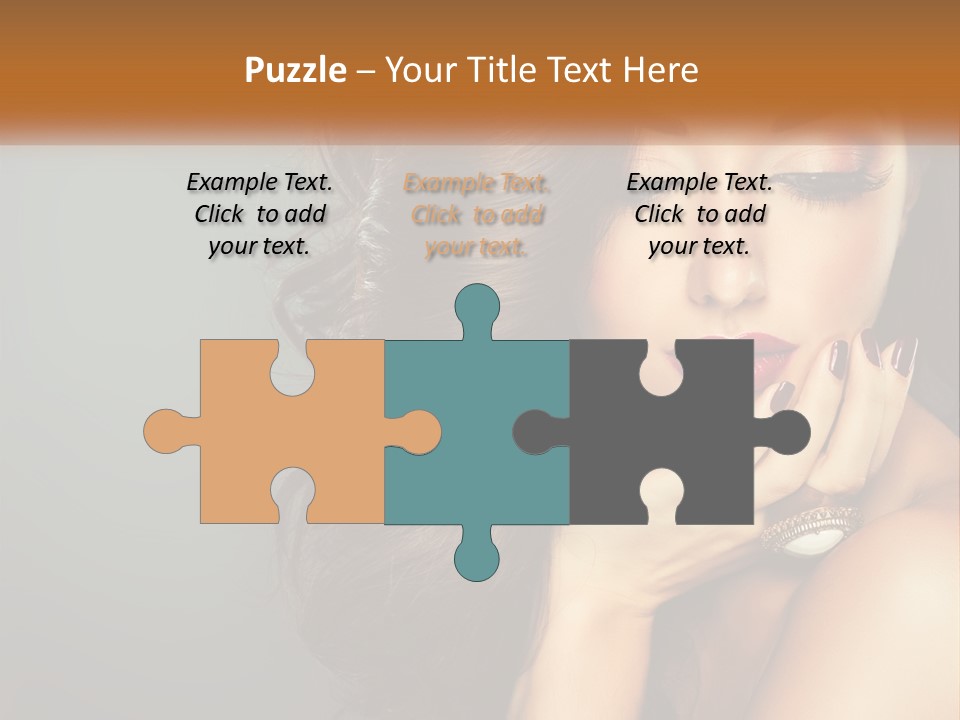 A Beautiful Woman With Long Hair And Red Lipstick PowerPoint Template