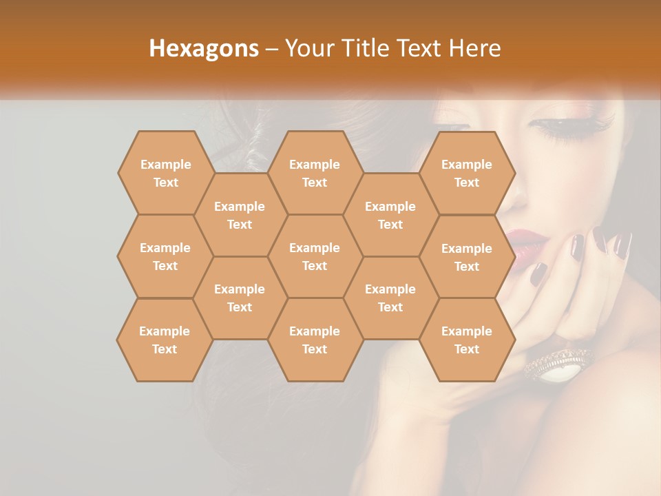 A Beautiful Woman With Long Hair And Red Lipstick PowerPoint Template