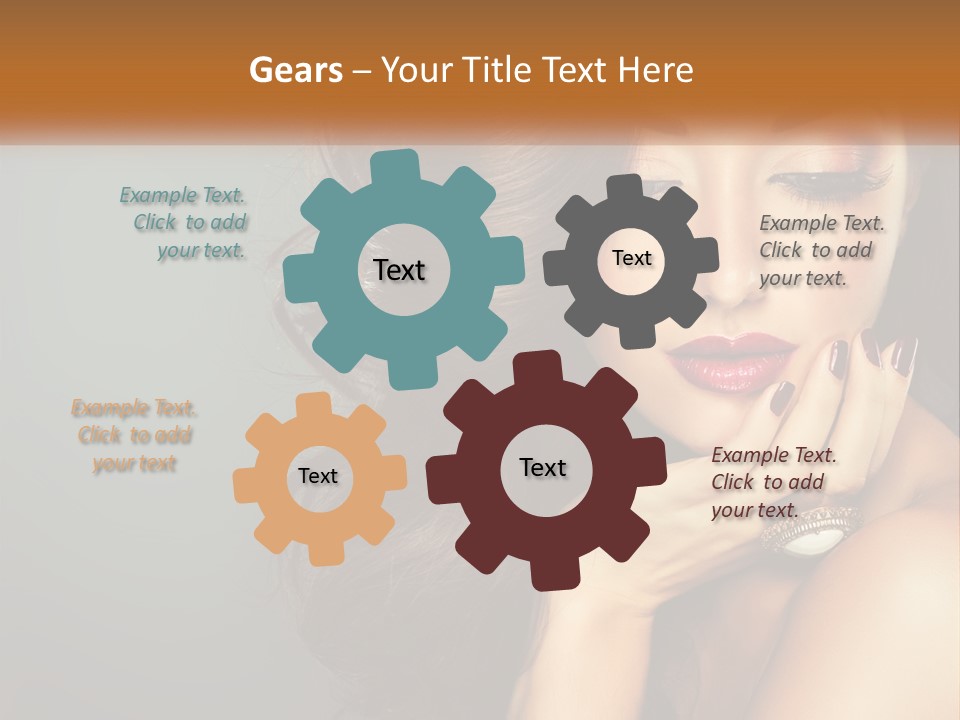 A Beautiful Woman With Long Hair And Red Lipstick PowerPoint Template