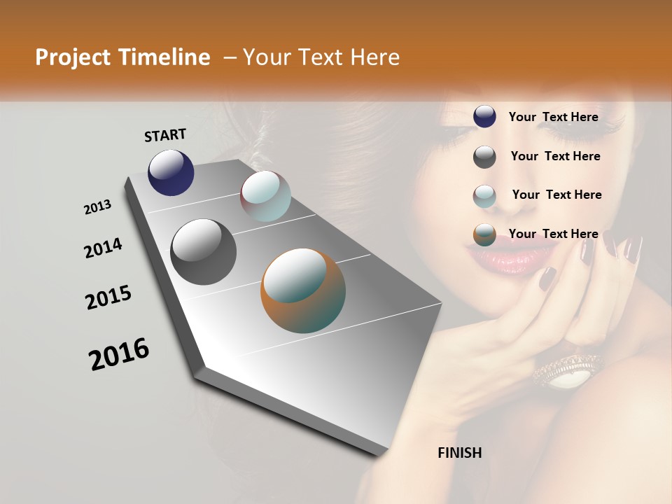 A Beautiful Woman With Long Hair And Red Lipstick PowerPoint Template