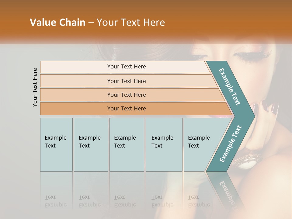 A Beautiful Woman With Long Hair And Red Lipstick PowerPoint Template