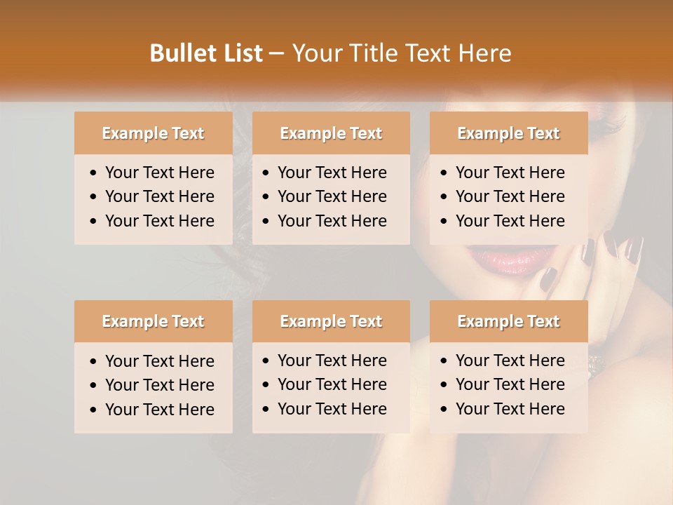 A Beautiful Woman With Long Hair And Red Lipstick PowerPoint Template