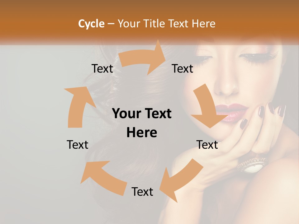 A Beautiful Woman With Long Hair And Red Lipstick PowerPoint Template