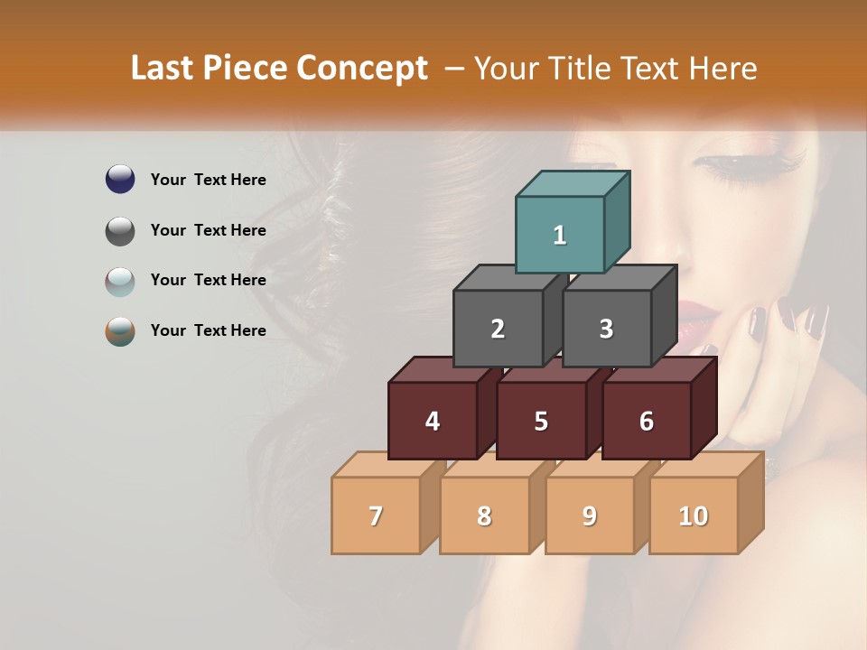 A Beautiful Woman With Long Hair And Red Lipstick PowerPoint Template