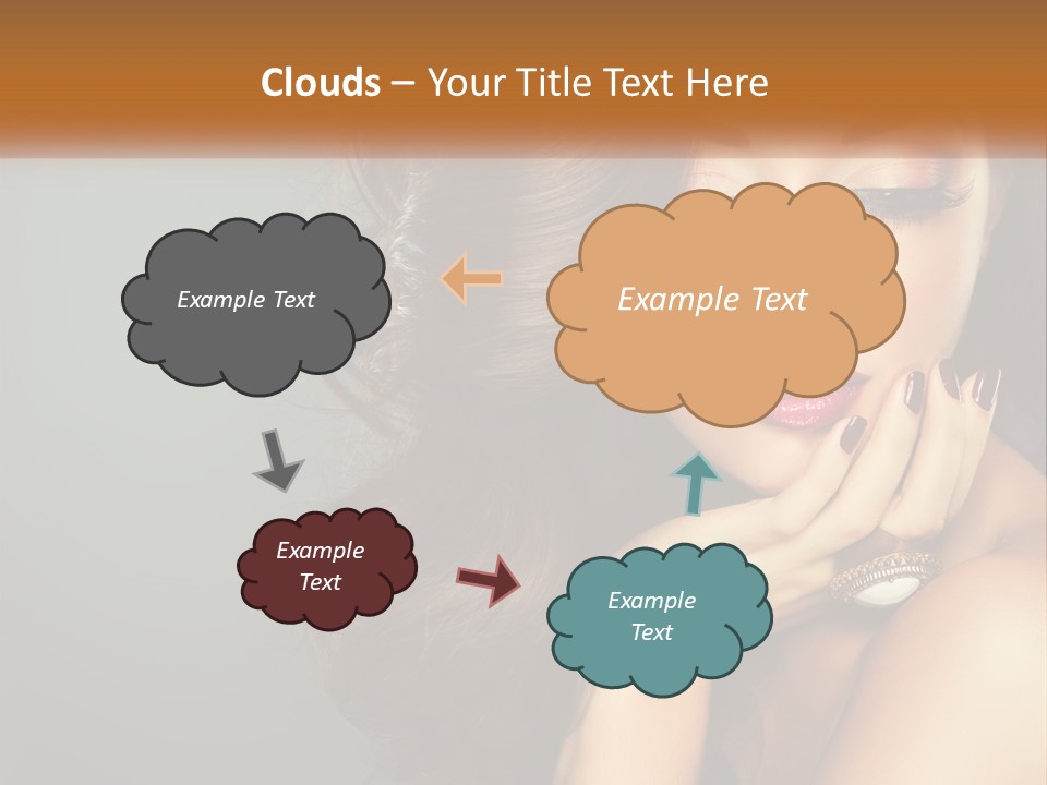 A Beautiful Woman With Long Hair And Red Lipstick PowerPoint Template