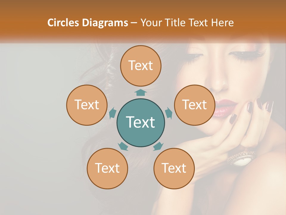 A Beautiful Woman With Long Hair And Red Lipstick PowerPoint Template