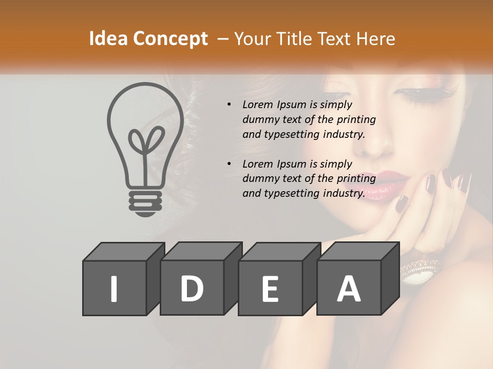 A Beautiful Woman With Long Hair And Red Lipstick PowerPoint Template