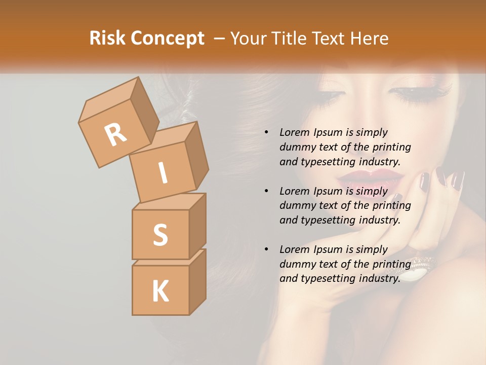 A Beautiful Woman With Long Hair And Red Lipstick PowerPoint Template