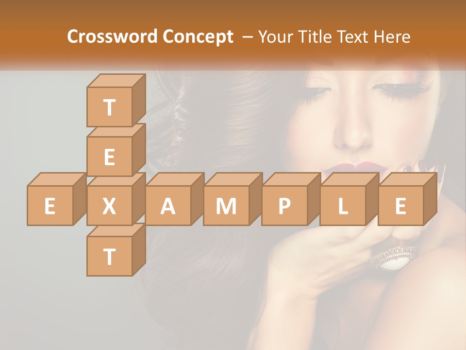 A Beautiful Woman With Long Hair And Red Lipstick PowerPoint Template