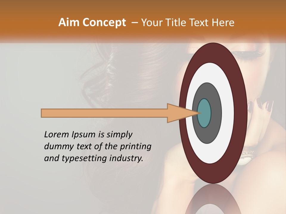 A Beautiful Woman With Long Hair And Red Lipstick PowerPoint Template