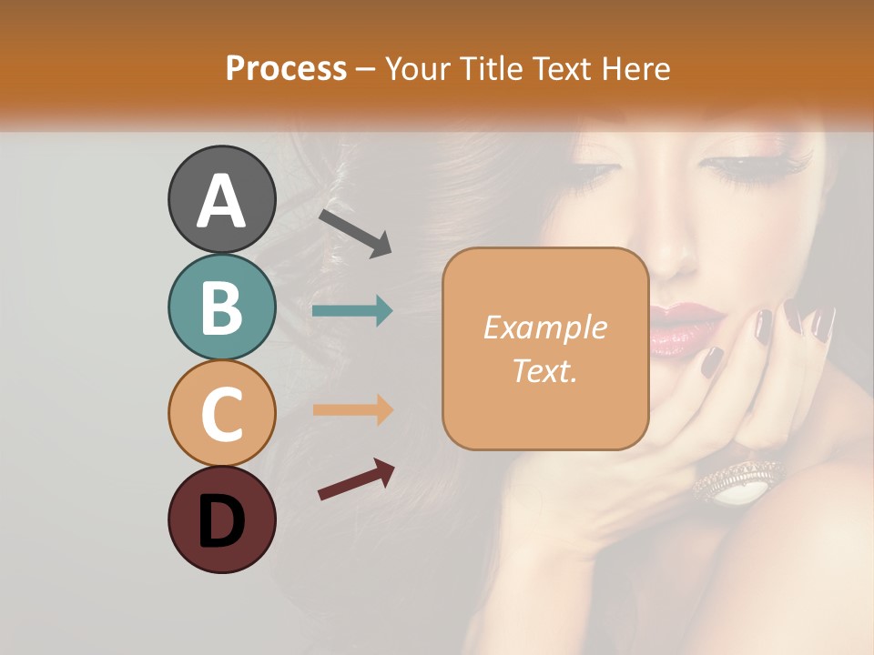 A Beautiful Woman With Long Hair And Red Lipstick PowerPoint Template