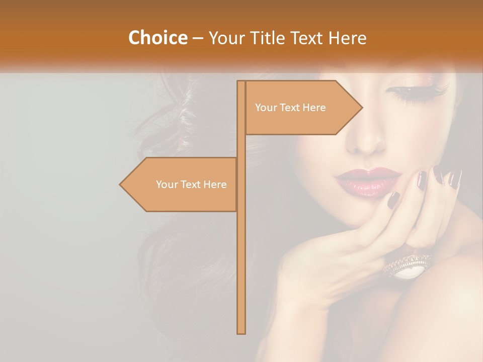 A Beautiful Woman With Long Hair And Red Lipstick PowerPoint Template