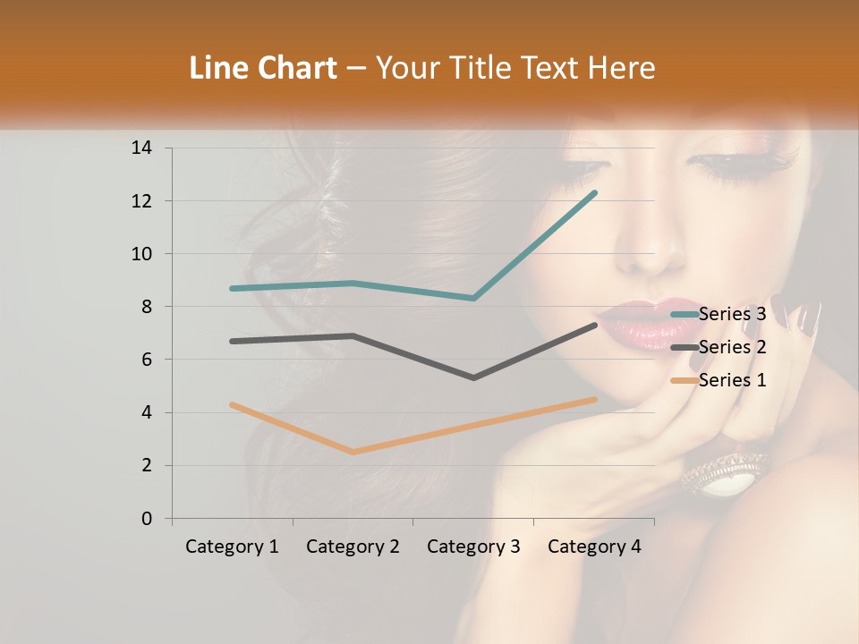 A Beautiful Woman With Long Hair And Red Lipstick PowerPoint Template