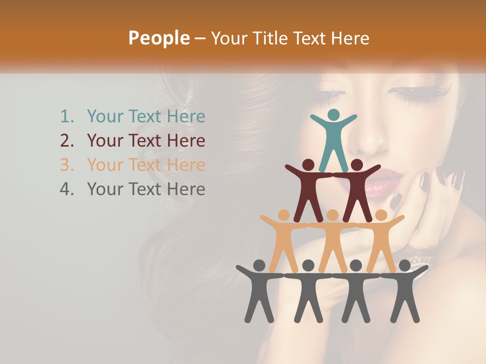 A Beautiful Woman With Long Hair And Red Lipstick PowerPoint Template